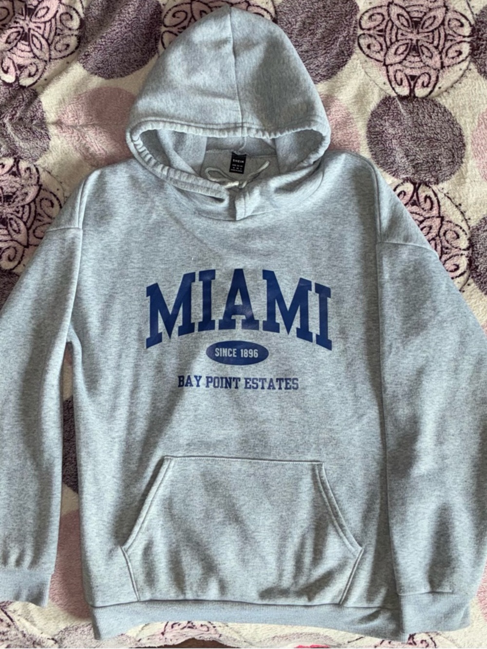 SHEIN Gray Hoodie with Blue MIAMI Print